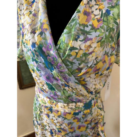 NWT Easter Spring Floral Wrap Dress 12P Petite London Times Garden Party - Picture 2 of 8